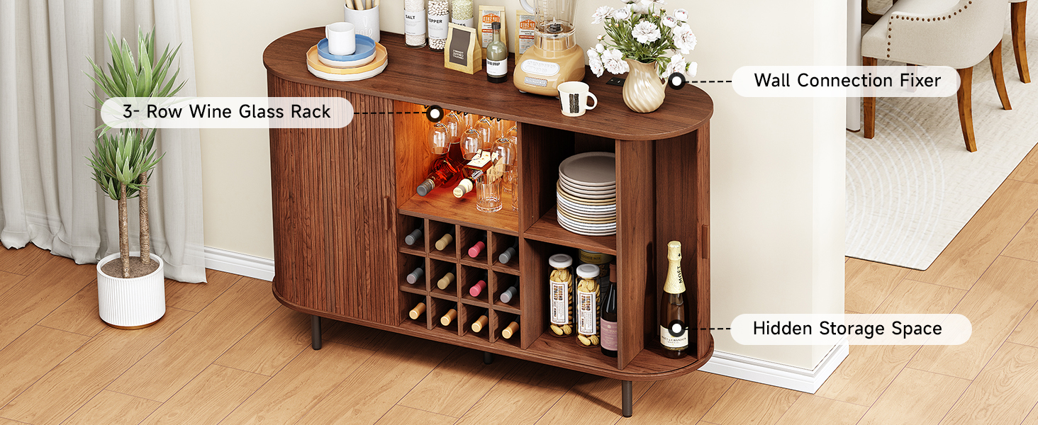 Wine Bar Cabinet with LED Light