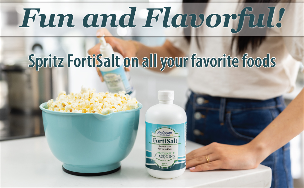 Spritz FortiSalt on all your favorite foods fun and flavorful