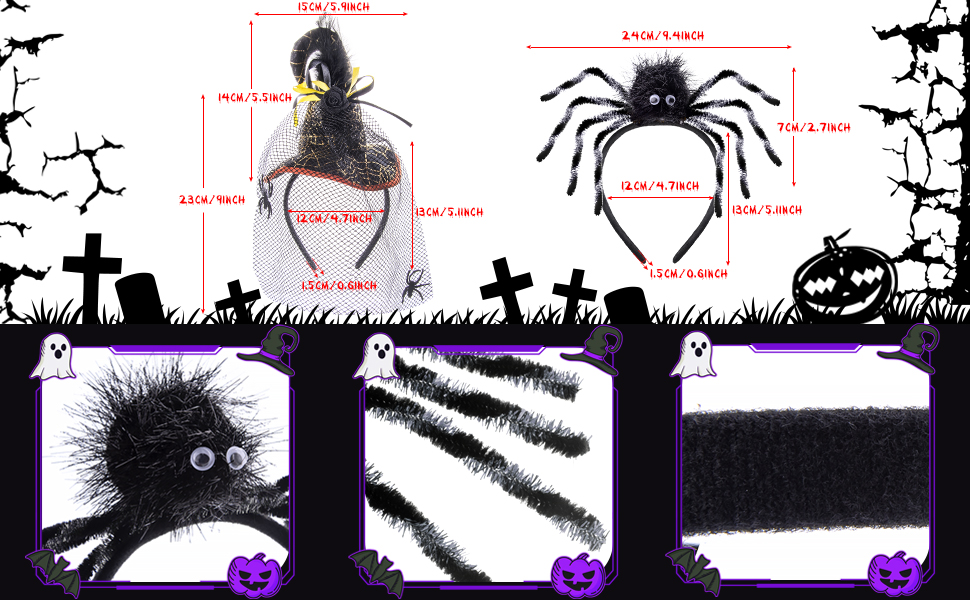 Size detail of Halloween headbands