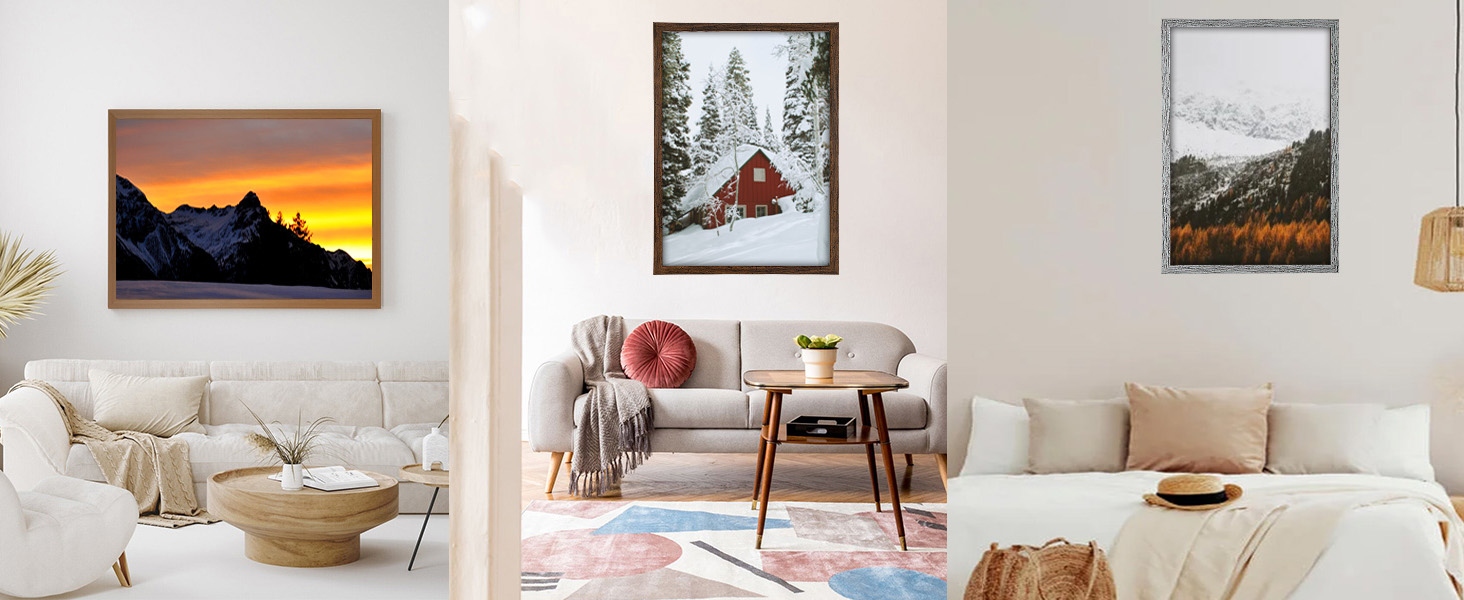 HLiWEGNS Oak 13x39 Frame Single Frame Rustic Woodgrain