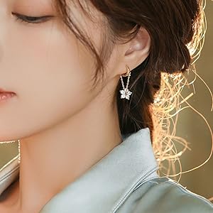flower hoop earrings sterling silver earrings