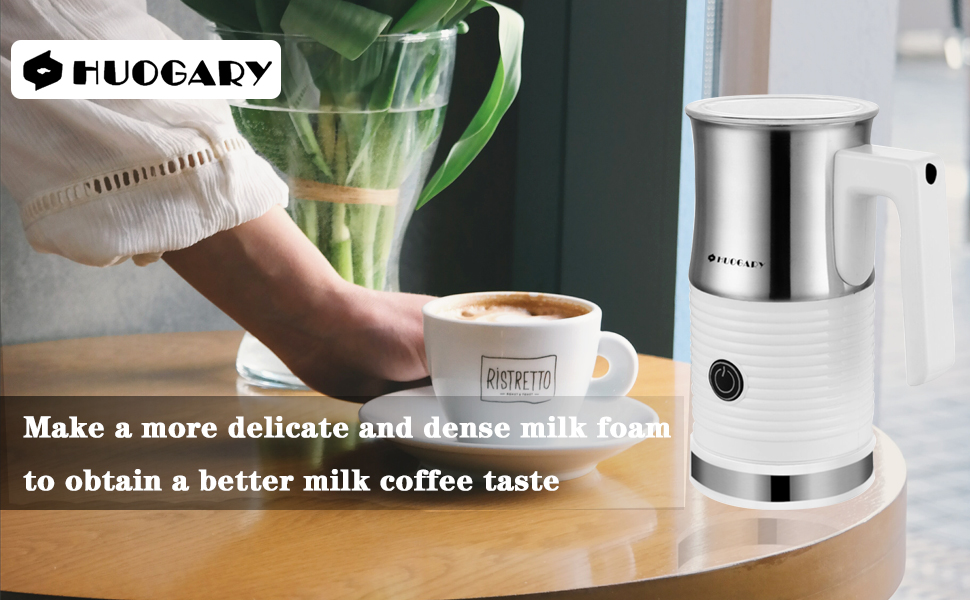 Huogary Electric Milk Frother and Steamer Stainless Steel Milk