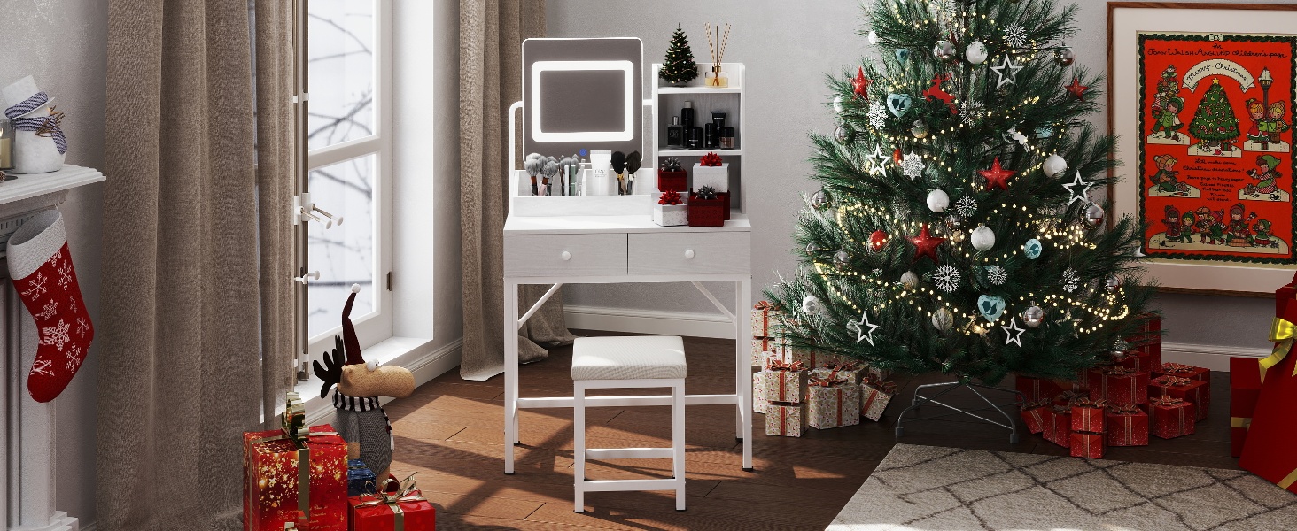Gizoon Vanity Desk with Mirror and Lights Makeup Vanity