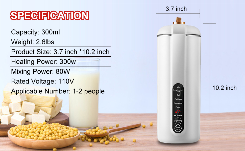 110V Mini Soy Milk Maker Portable, 6 in 1 FilterFree