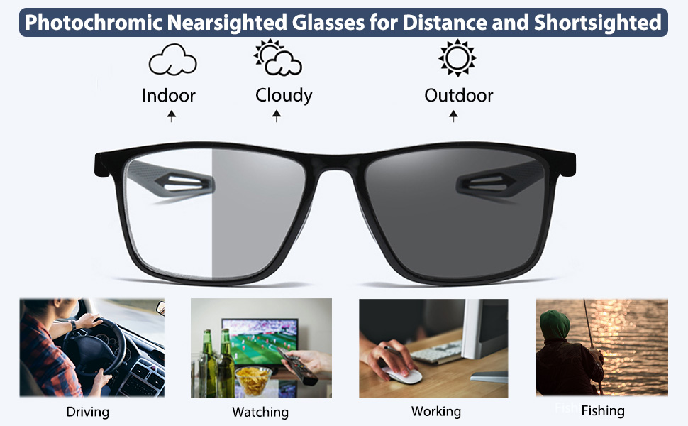 K.LAVER Photochromic Short Sighted Nearsighted Distance