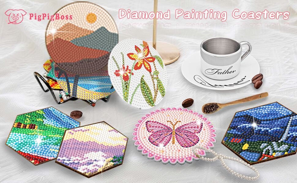 pigpigboss Landscape Diamond Painting Coasters Kit 18 PCS