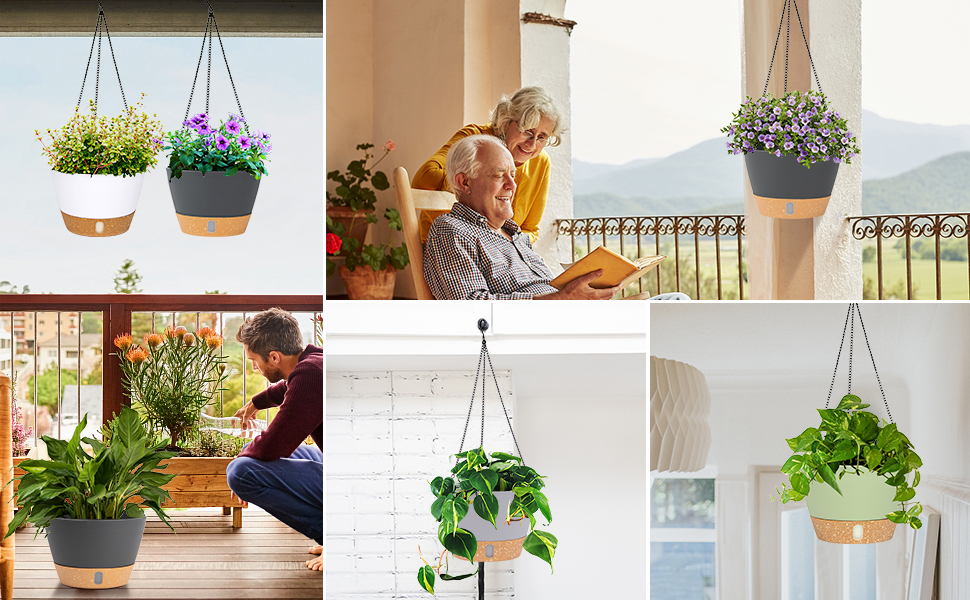QCQHDU 2Pack Hängende Pflanzgefäße Set,20.3 cm Indoor Outdoor Hängende Pflanzgefäße Korb