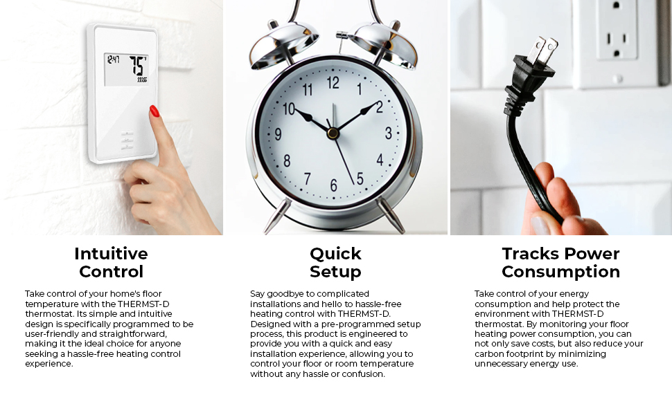 QuietWarmth Thermostat THERMSTD NonProgrammable Thermostat w/Builtin GFCI for Control of 120V