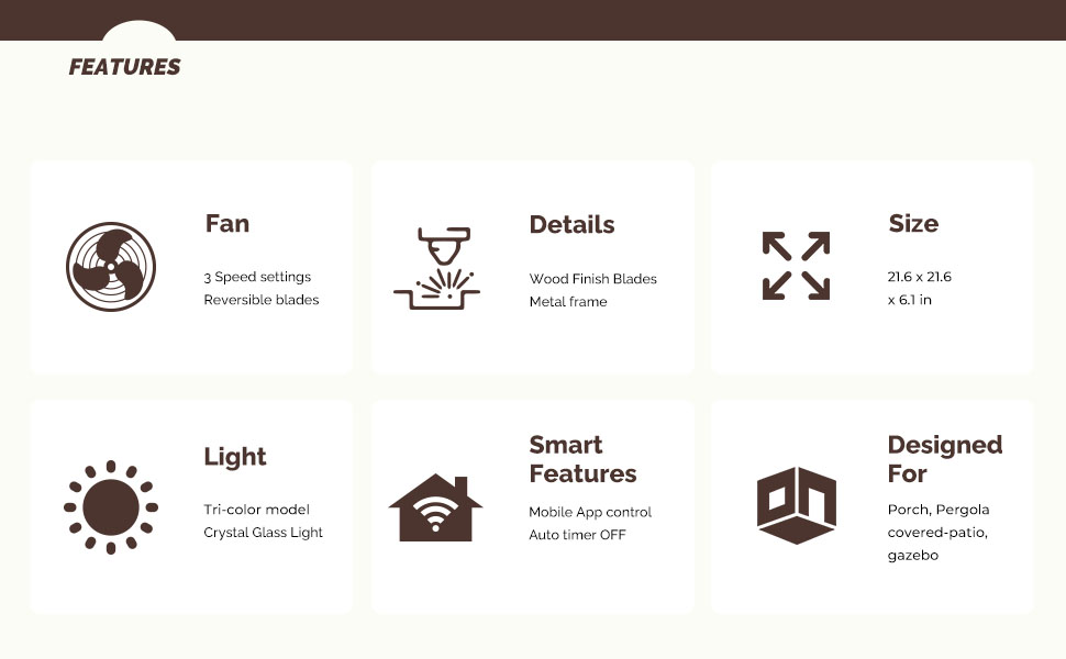 Orison Gazebo Fan,Outdoor Ceiling Fans with Light for