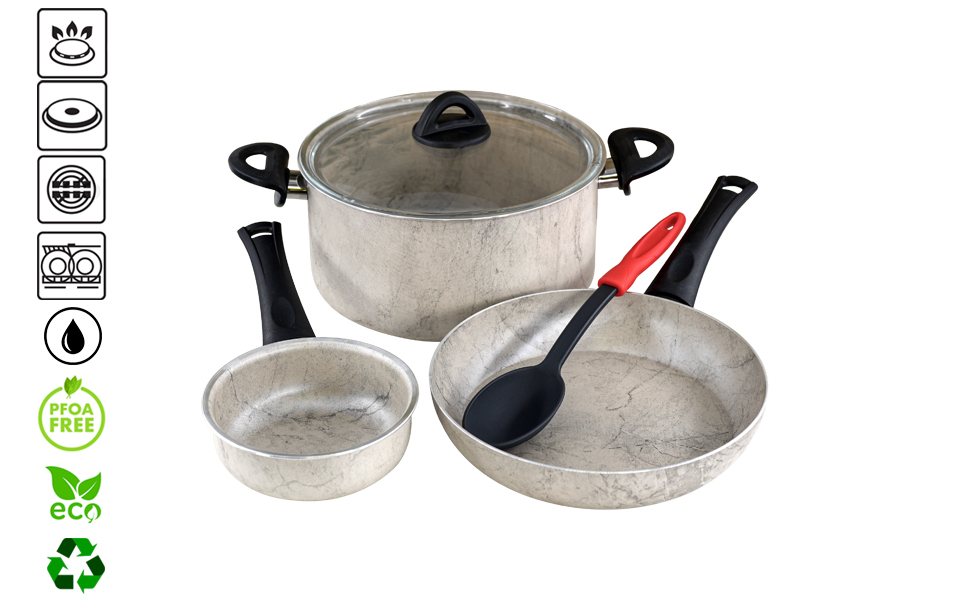 5 pc Cookware Set Pots and Pans Set with Glass Lid Cooking Set Non