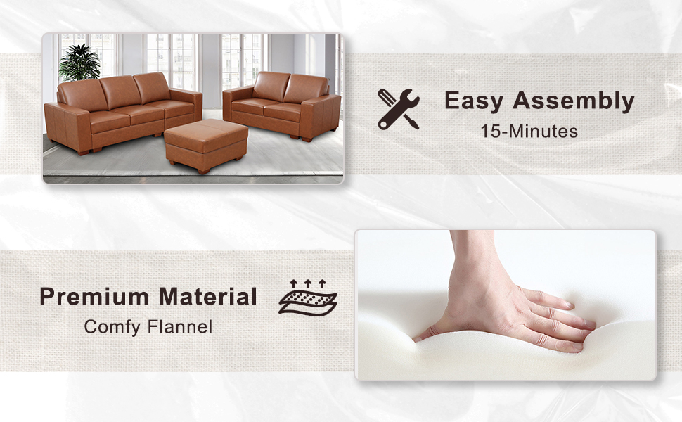 GEBADOL Living Room Furniture Set, Genuine Leather Sofa Set