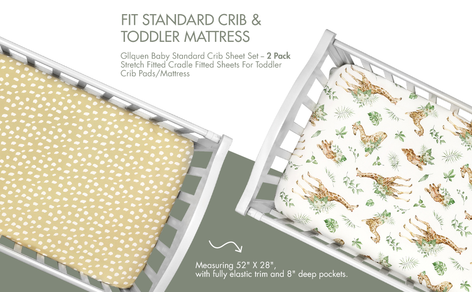 GLLQUEN BABY Crib Sheets for Boys Girls, Organic Fitted Crib Sheets Elastic Toddler