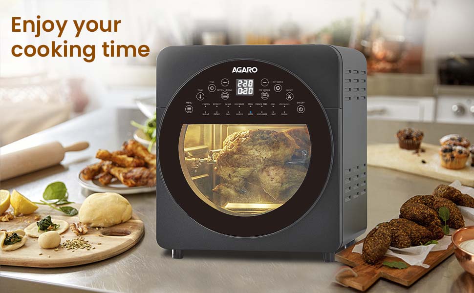 AGARO Elite Air Fryer, OTG, Oven, Toaster, Rotisserie, dehydrator for