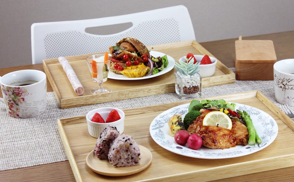 10枚セット木製 羽反長角膳（はぞりちょうかくぜん）45cm ナチュラル