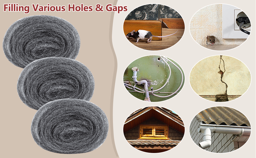 SelfTek 3 Pack Steel Wool Mice, 15 Meter Ultra Fine Steel Wool with