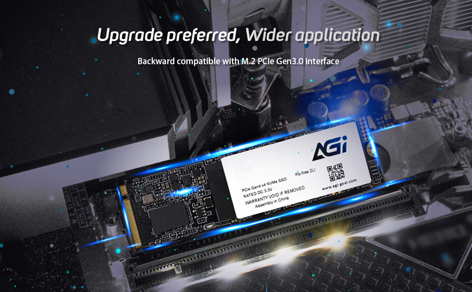 AGI AI818 PCIe NVMe M.2 Gen4x4 SLC Cache 3D TLC NAND Flash Internal Solid State Drive SSD with Heat Sink