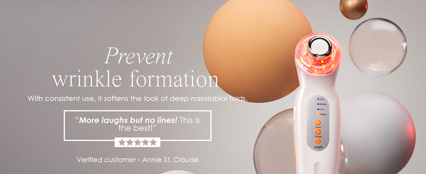 vibrations LED light therapy anti-blemish anti-aging reduce wrinkles collagen boost tightens