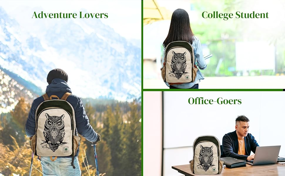 Owl Print Hemp bag