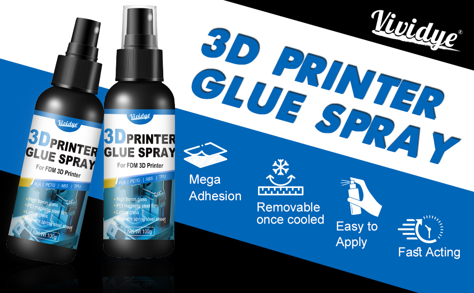 3D Printer Adhesive Glue - 7oz/200g Strong 3D Printer Glue Reduces Warping of PLA, ABS, PETG, TPU Filaments on Various Build Plate - 3D Printer Bed Adhesive Spray - Premium 3D Printing Accessories 7 3d printer glue