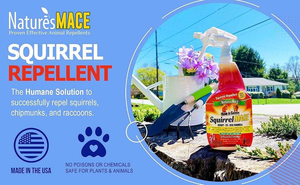 Nature's MACE Squirrel Mace 40oz Squirrel Repellent Spray, Squirrel and Chipmunk