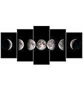 sechars Moon Phases Canvas Wall Art Decor Black and White Lunar Moon Pictures Paintings for Home ...