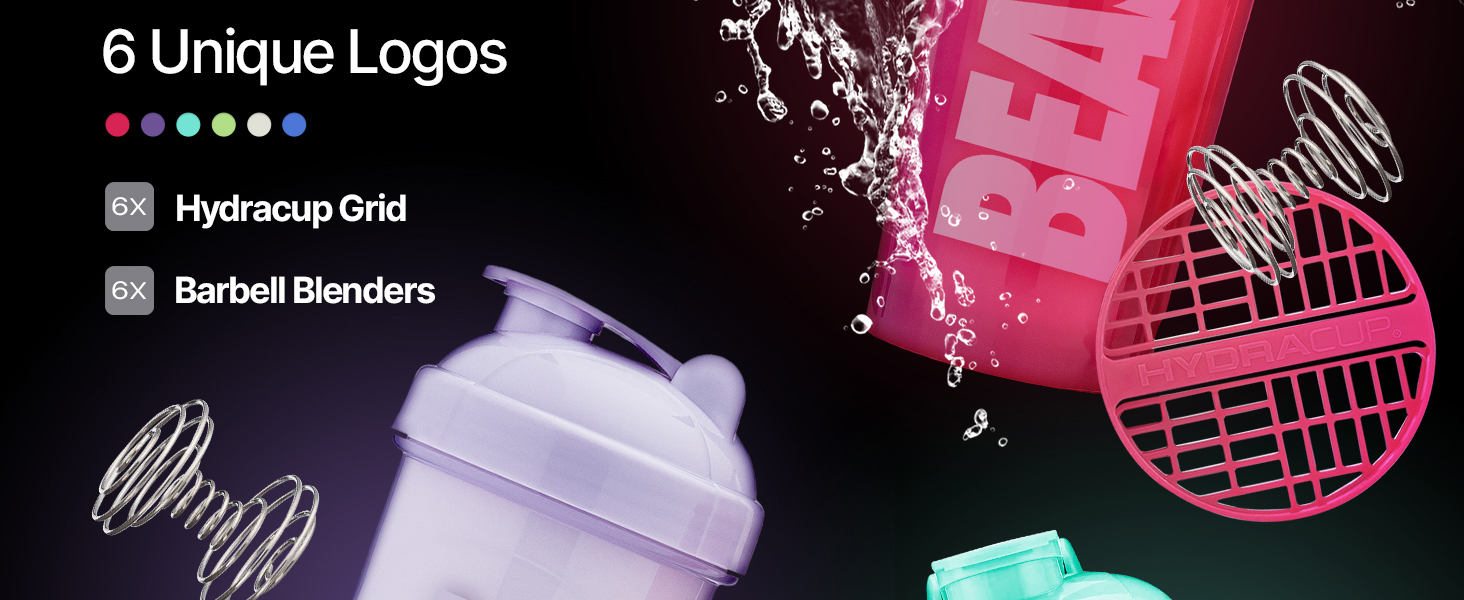 Hydracup [6 Pack] 20 oz & 28oz OG Shaker Bottle for