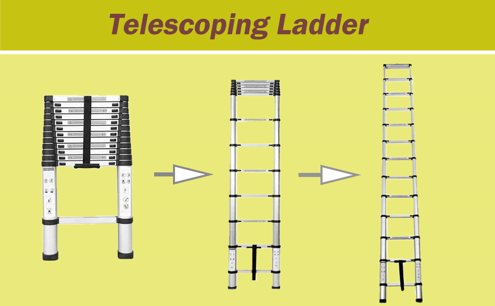 mitoharet 14.5FT Telescoping Ladder, Lightweight Collapsible Ladders