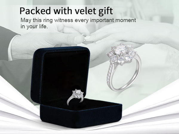 Amazon.com: Moissanite Flower Ring for Women 925 Sterling
