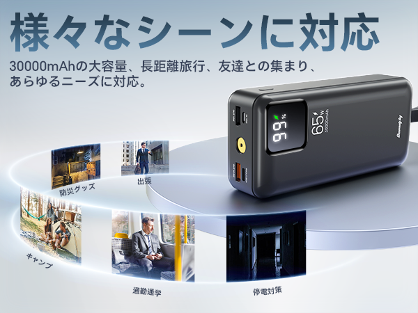 ＊モバイルバッテリー 大容量 【30000mAh ケーブル内蔵 PSE認証済】 Amazon | 【30000mAh & ケーブル内蔵 & PSE認証済】KYOKA