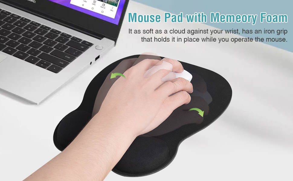 EooCoo Ergonomic Mouse Pad with Wrist Support, NonSlip Base Memory