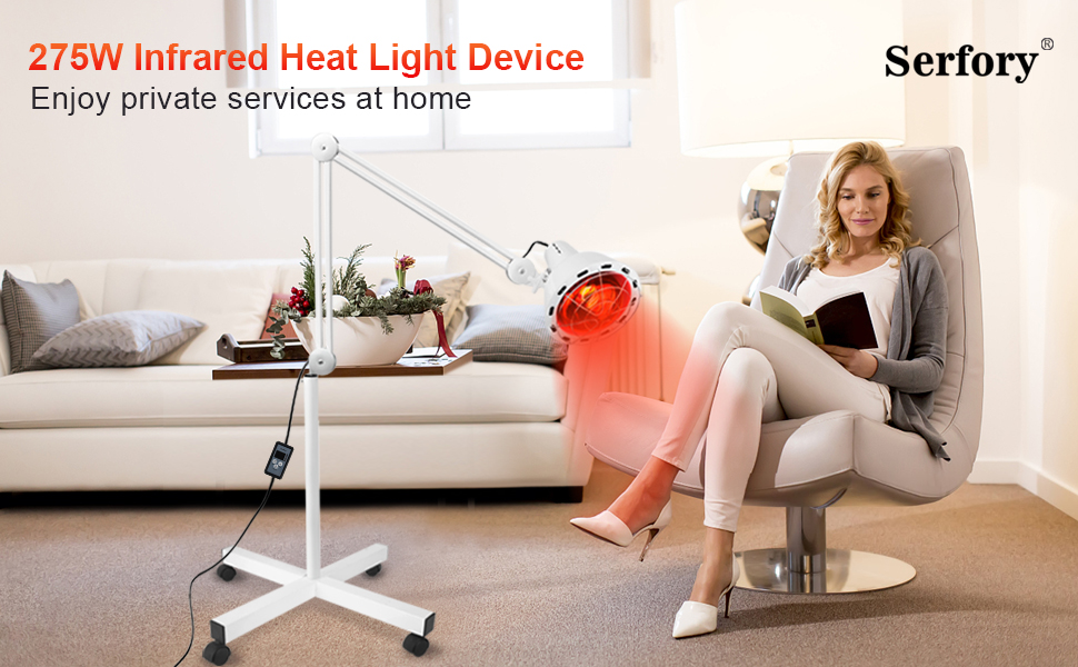 RED Light, Serfory 275W Heat Lamp Standing 110v/60hz