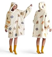 Bedsure Wearable Blanket Hoodie, Sherpa Hooded Blanket Printed for Adult & Kids as Gifts for Wome...