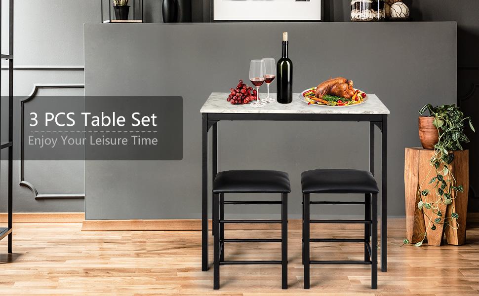 3 Pcs Dining Table Set