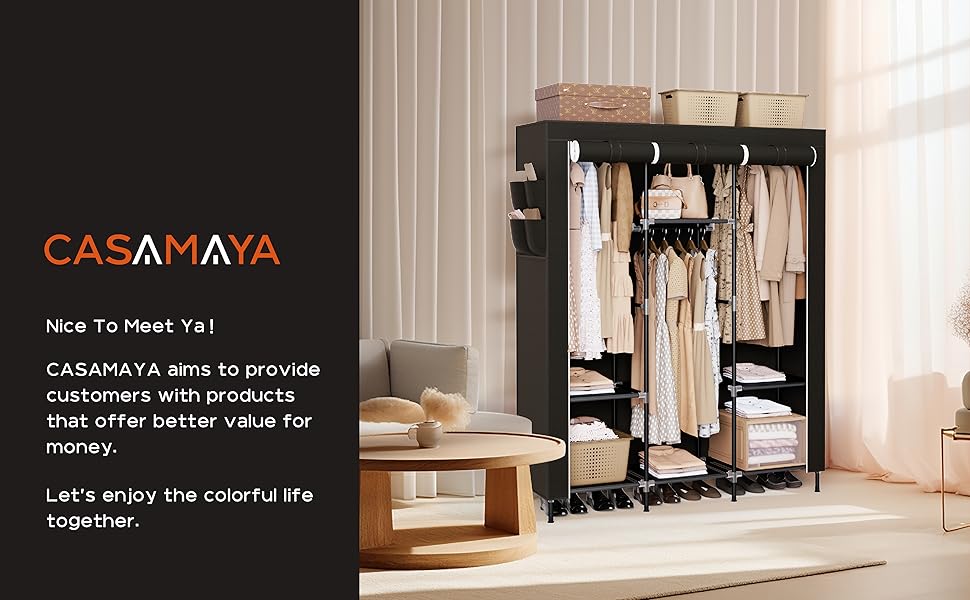 CASAMAYA Portable Closet, 51.2 Inch Large Capacity Wardrobe Closet