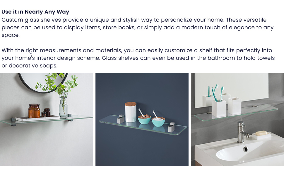 Fab Glass and Mirror Glass Shelves Cut to Size 1/2" Thick