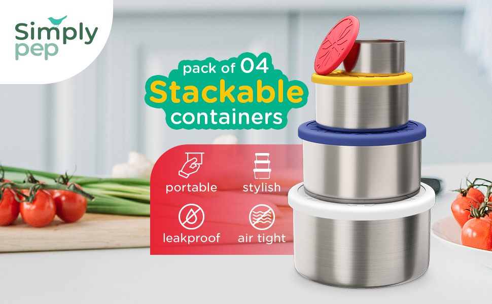 SIMPLY PEP Stainless Steel Container with lids Kids Lunch