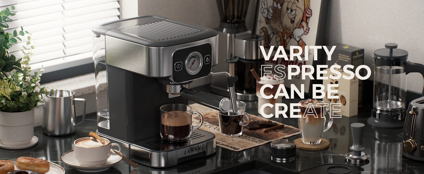 JASSY Espresso Coffee Machine 20 Bar Cappuccino Maker with