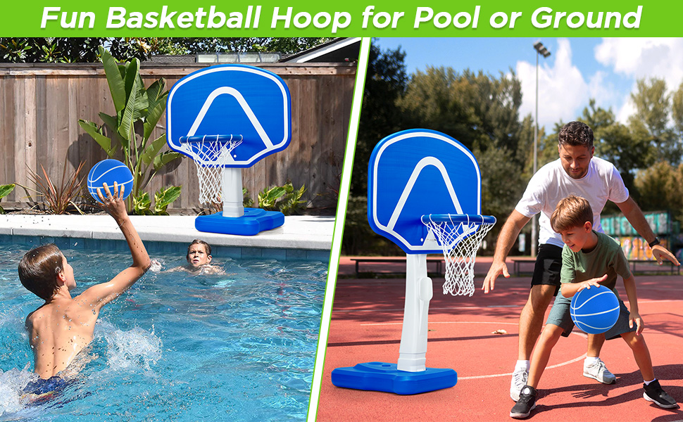 Perbyste Pool Basketball Hoop, Adjustable Height Poolside