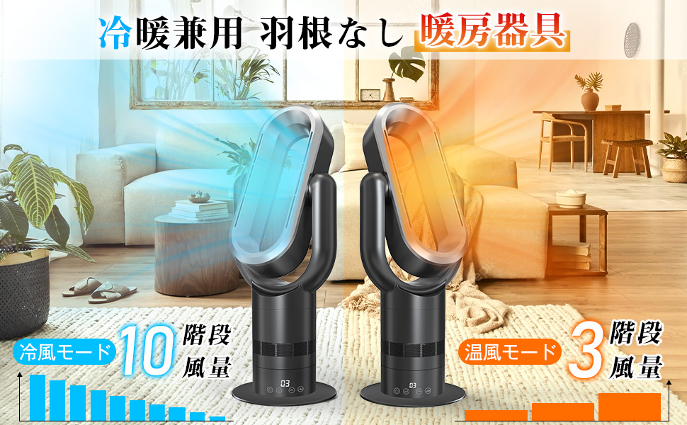 Amazon | 扇風機 羽なし 1年中使える 冷暖兼用 タワーファン 温風 冷風