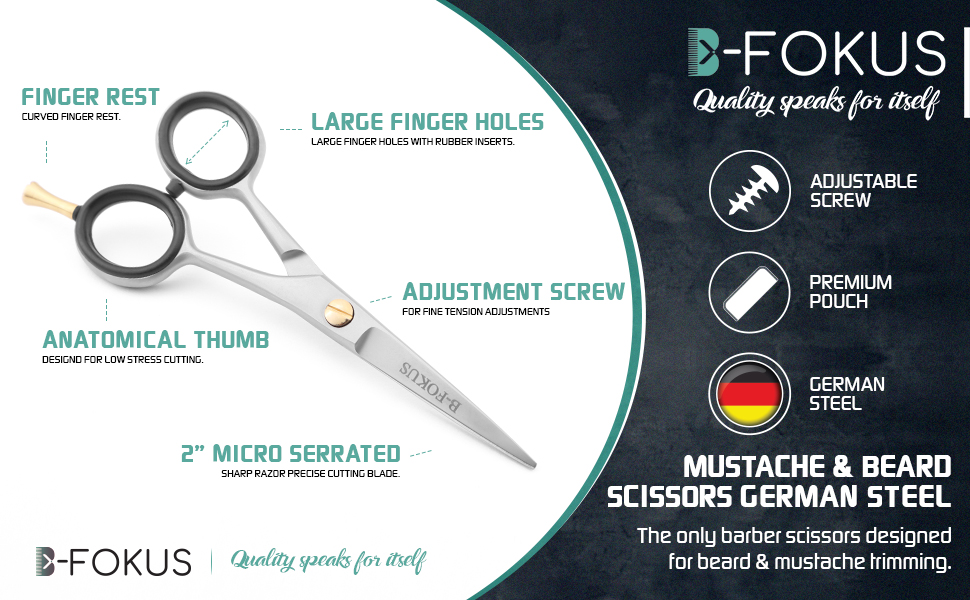 BFOKUS Versatile Beard and Mustache Scissors, 5Inch