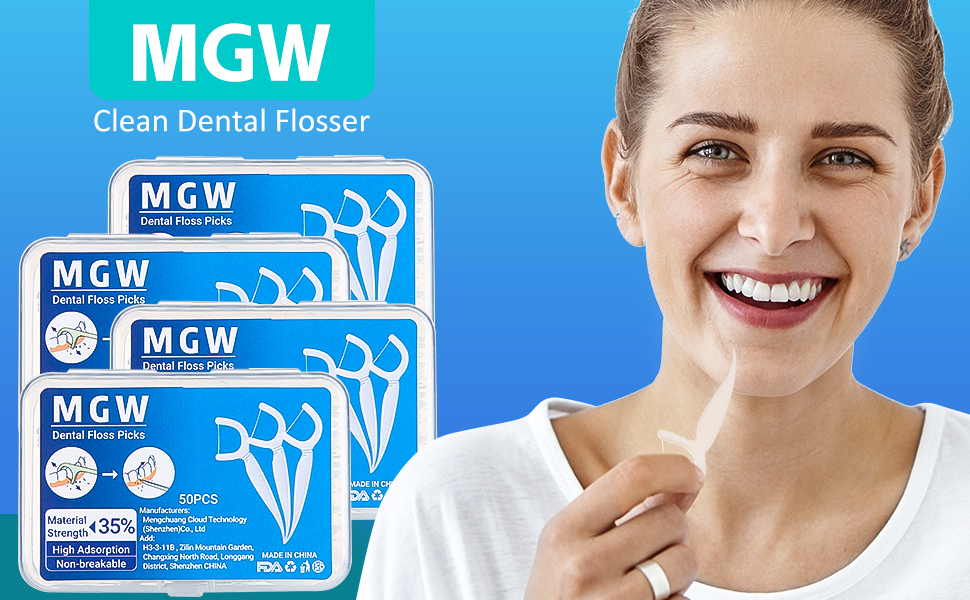 MGW Dental Floss Picks Tooth Flossers with 4 Travel Cases