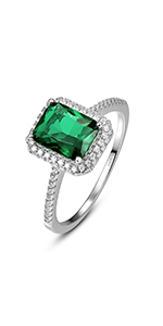 3,6 CT Smaragd Cut Smaragd Grün 925 Sterling Silber Ring