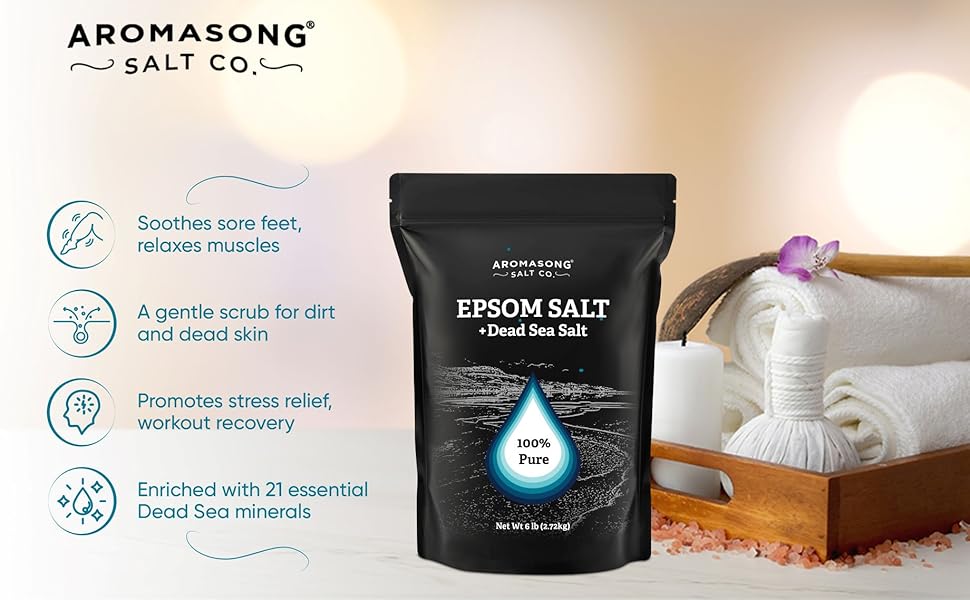 Aromasong Dead Sea Salt for Soaking with 100 Pure Epsom