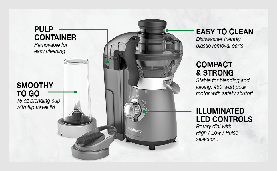 Cuisinart BJC550C Compact Blender & Juice Extractor combo (with 16oz