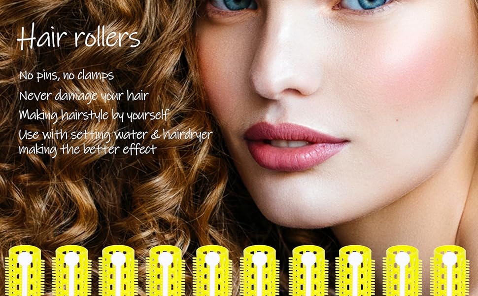Brush Hair Rollers, 12 Pieces Yellow Mesh Hair Rollers Hair Curlers