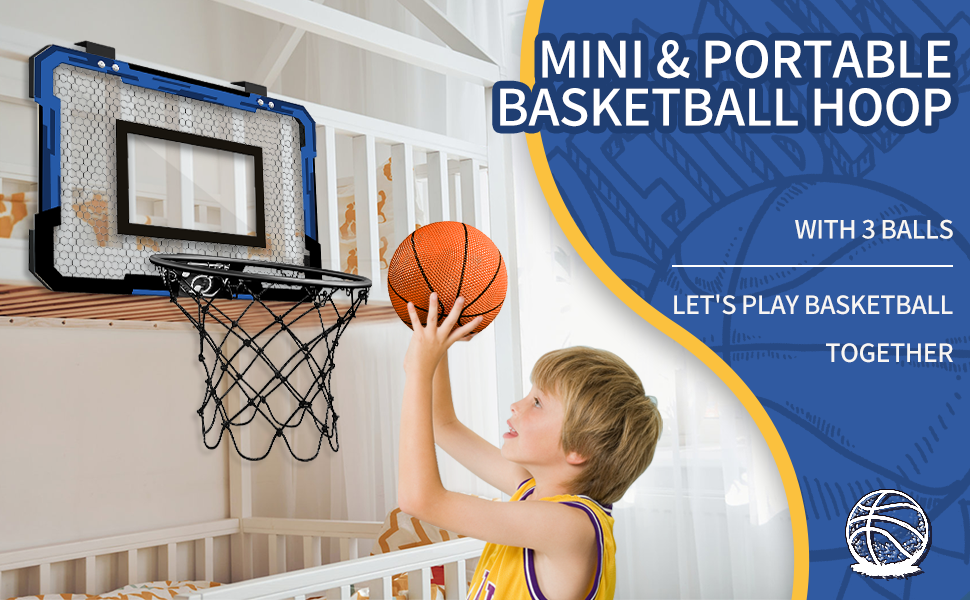 QDRAGON Basketball Hoop Indoor with 3 Balls, Mini Basketball Hoop Suit