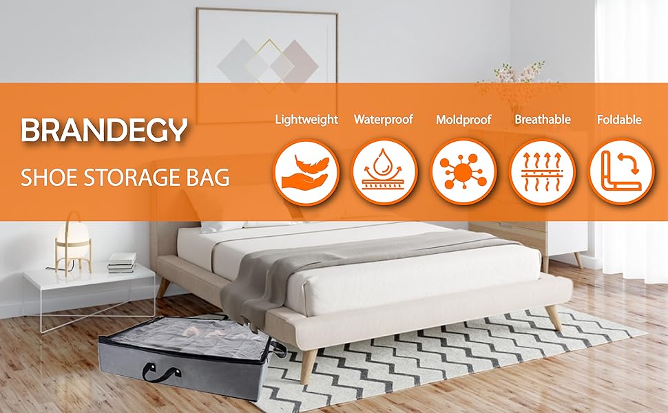 BRANDEGY Under Bed Shoe Storage Organizer,Set of 2,Fits 24