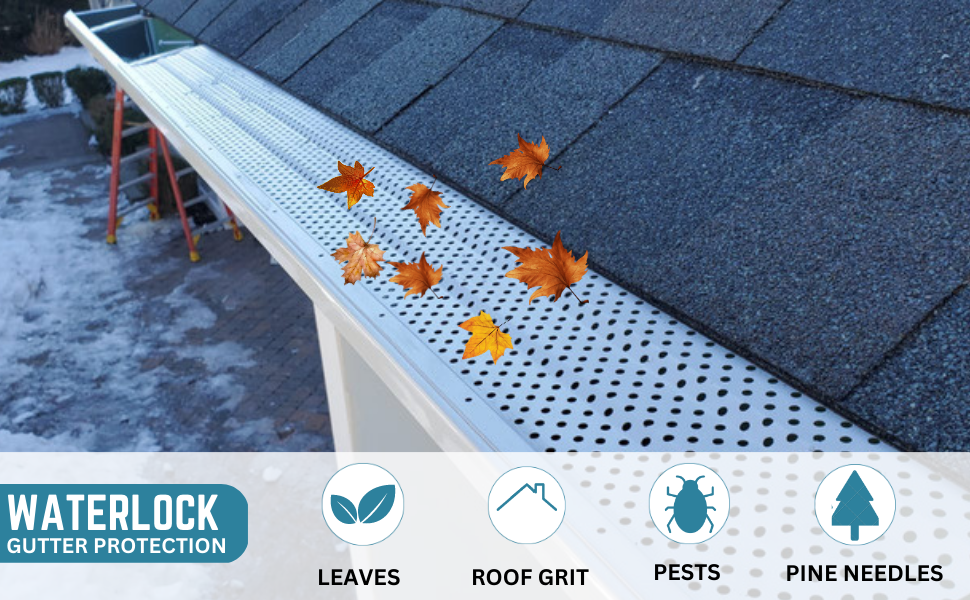 Waterlock 6" Gutter Guards Leaf Protection, Domestic Aluminum Gutter Covers 6 Inch (200 Feet