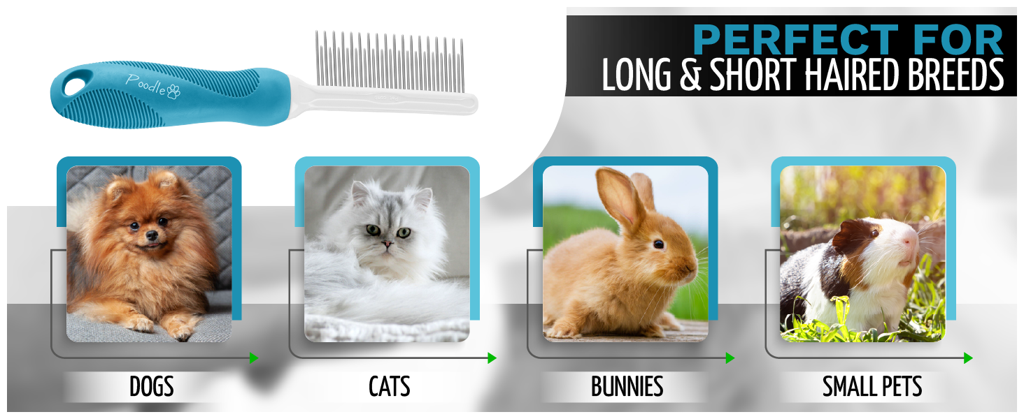 great for all pet, long and short haired such as dogs cats bunnies and small pets