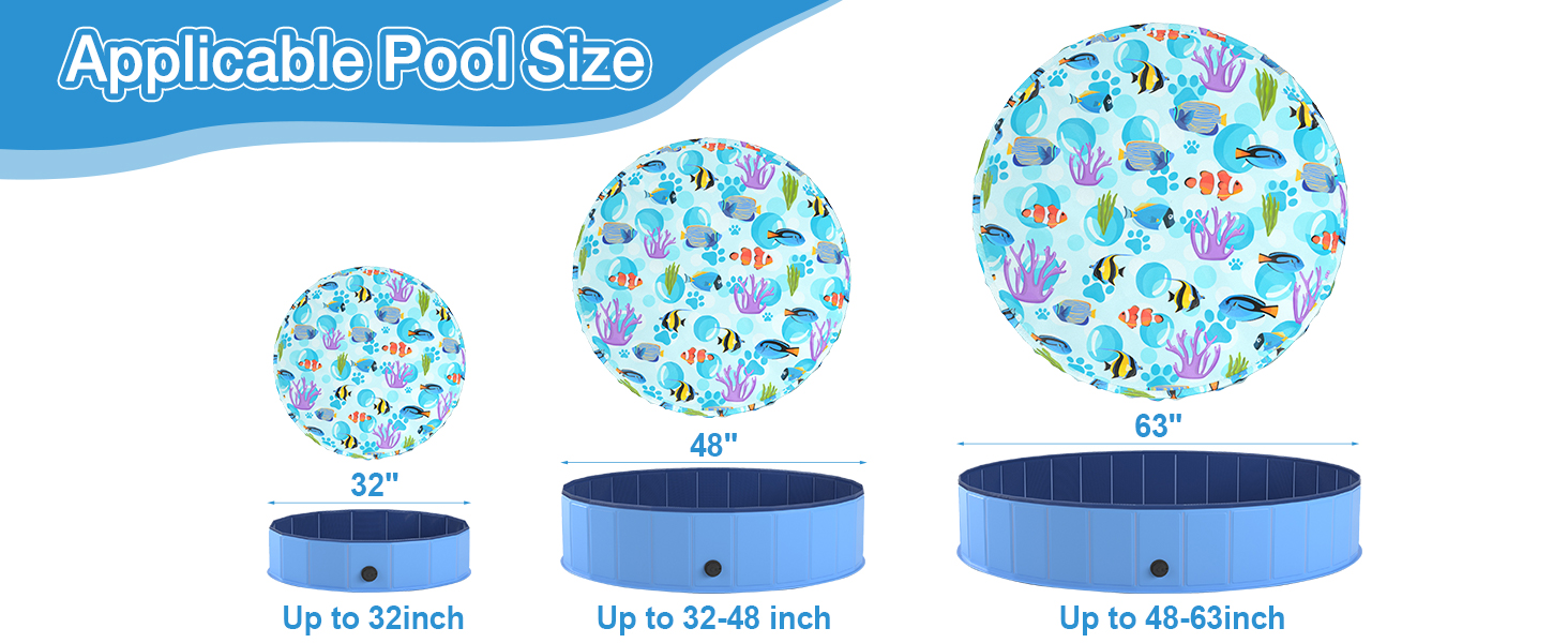 Ladadee Foldable Round Dog Pool Cover, for 32"/48"/63